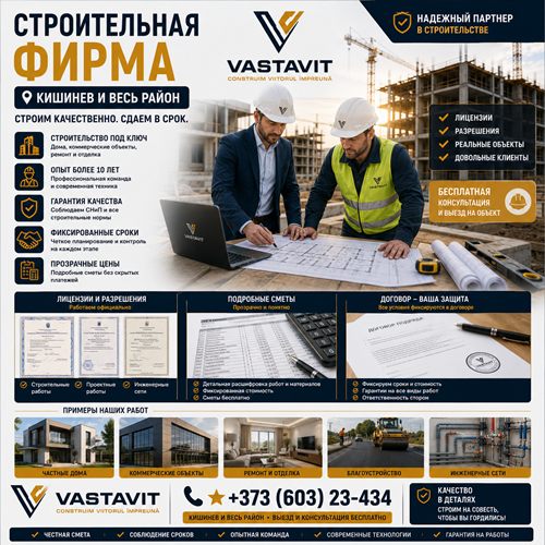 Строительная фирма Кишинев — лицензии, сметы, договора